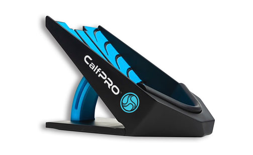 CalfPRO® calf stretcher is a portable and collapsible Calf stretcher that locks your heel in place to deeply stretch your calf. Helps fix plantar fasciitis and achilles tendonitis pain. Leveraged Calf Stretcher. CalfPRO is World's deepest Calf Stretch.