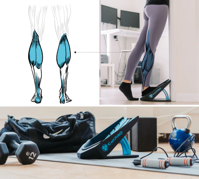 CalfPRO® calf stretcher is a portable and collapsible Calf stretcher that locks your heel in place to deeply stretch your calf. Helps fix plantar fasciitis and achilles tendonitis pain. Leveraged Calf Stretcher. CalfPRO is World's deepest Calf Stretch.