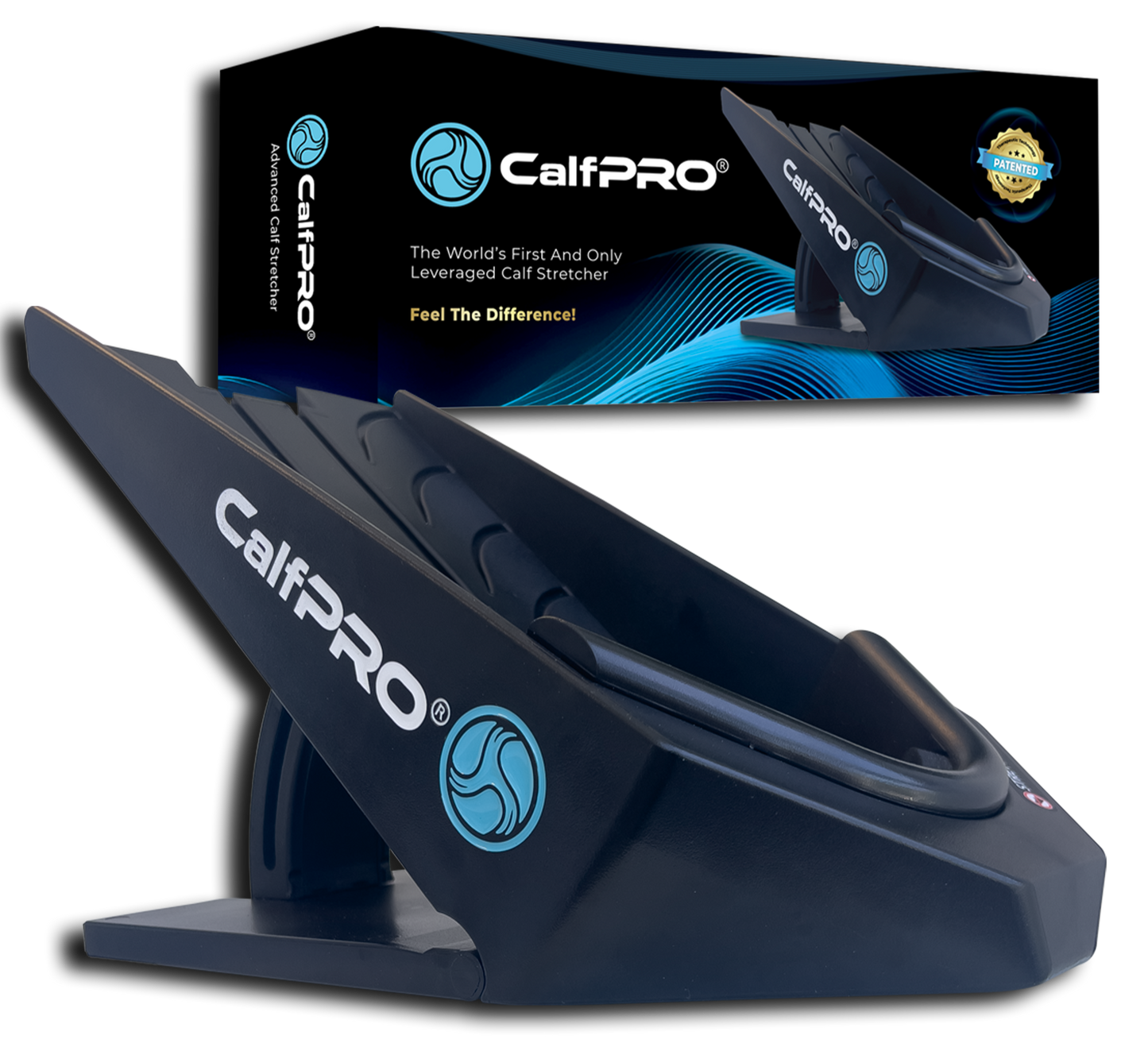 CalfPRO® deep calf stretcher is a portable and collapsible Calf stretcher that locks your heel in place to deeply stretch your calf. Helps fix plantar fasciitis and achilles tendonitis pain. Leveraged Calf Stretcher. CalfPRO is World's deepest Calf Stretching device, for heel pain relief. Plantar fasciitis, Heel pain, calf stretcher.