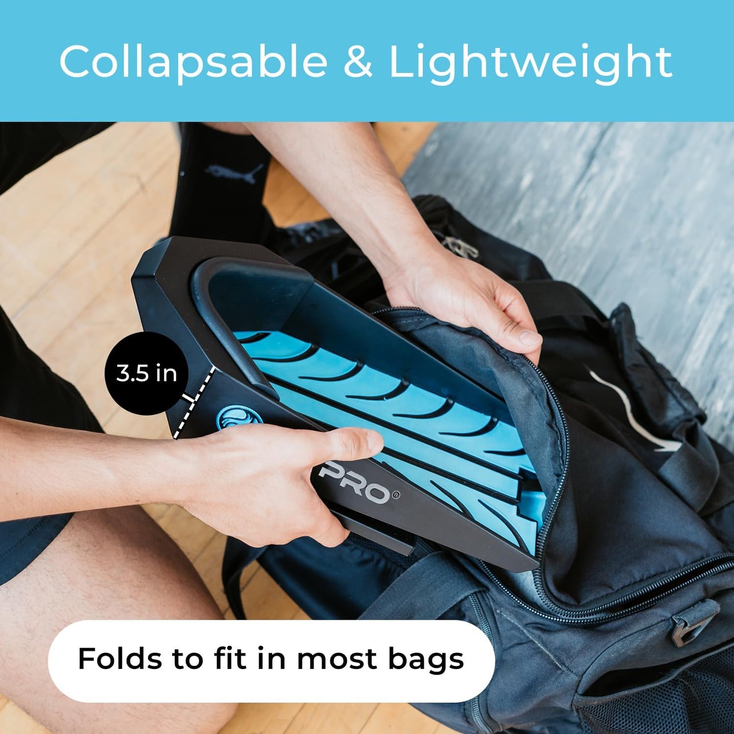 CalfPRO® deep calf stretcher is a portable and collapsible Calf stretcher that locks your heel in place to deeply stretch your calf. Helps fix plantar fasciitis and achilles tendonitis pain. Leveraged Calf Stretcher. CalfPRO is World's deepest Calf Stretching device, for heel pain.