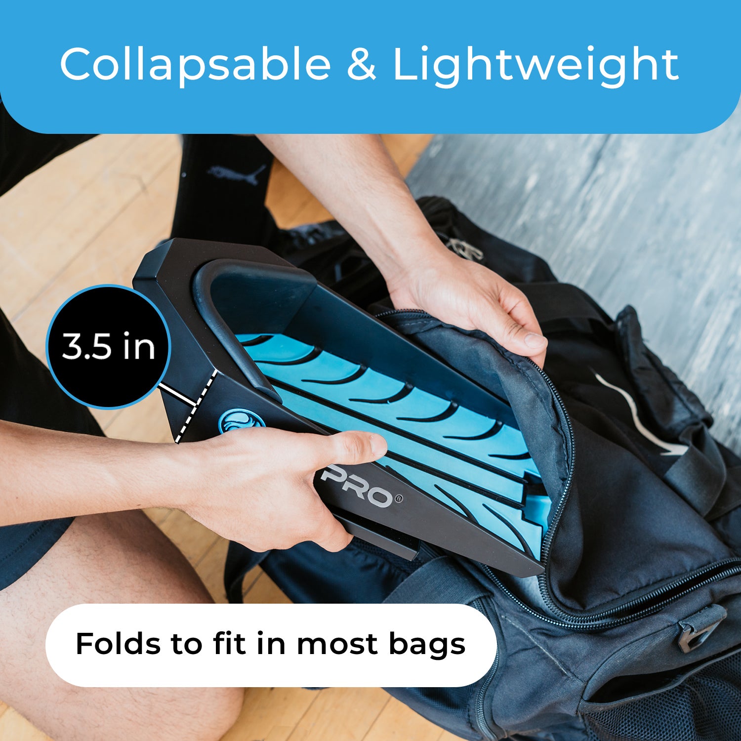 CalfPRO® calf stretcher is a portable and collapsible Calf stretcher that locks your heel in place to deeply stretch your Calf. Plantar fasciitis stretcher. Shin Splints Stretcher. Foot and Ankle mobility stretcher. Helps relieve plantar fasciitis and achilles tendonitis and heel pain. Leveraged Calf Stretcher. CalfPRO is World's deepest Calf Stretch.