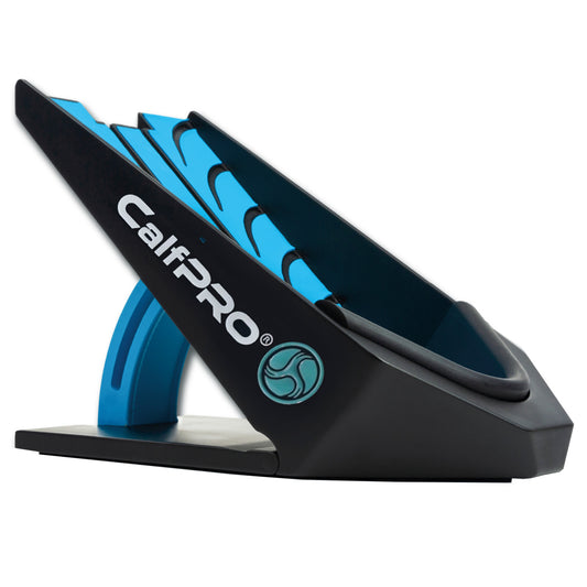 CalfPRO® calf stretcher is a portable and collapsible Calf stretcher that locks your heel in place to deeply stretch your calf. Helps fix plantar fasciitis and achilles tendonitis pain. Leveraged Calf Stretcher. CalfPRO is World's deepest Calf Stretch.