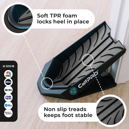 Best CalfPRO® deep calf stretcher is a portable and collapsible bestCalf stretcher that locks your heel in place to deeply stretch your calf. Helps fix plantar fasciitis and achilles tendonitis pain. Leveraged Calf Stretcher. CalfPRO is World's deepest Calf Stretching device, for heel pain relief. Plantar fasciitis, Heel pain, calf stretcher. Plantar fasciitis, Heel pain, calf stretcher. Plantar fasciitis, Heel pain, calf stretcher. Plantar fasciitis, Heel pain, calf stretcher. Plantar fasciitis, Heel pain.