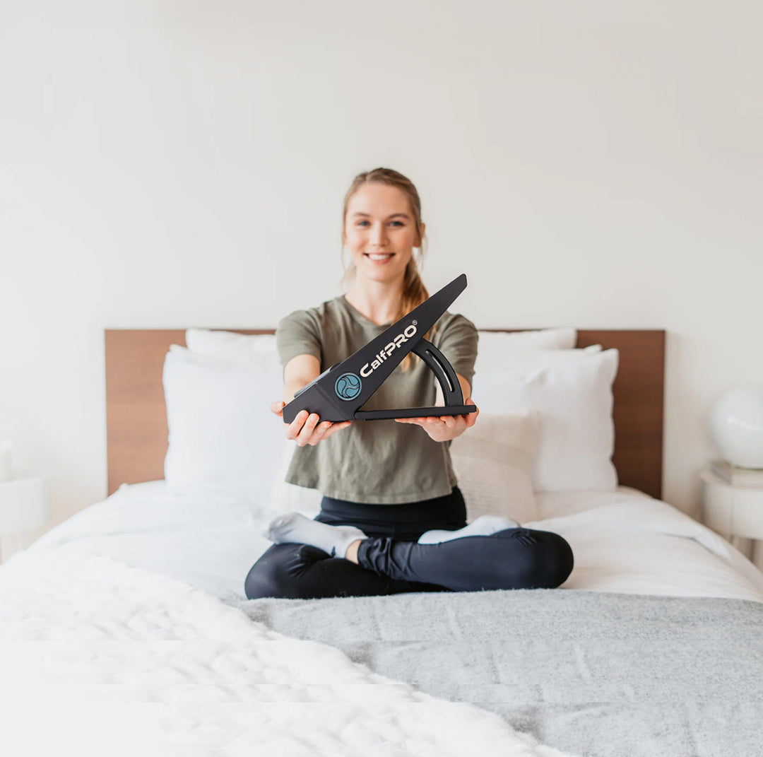 CalfPRO® calf stretcher is a portable and collapsible Calf stretcher that locks your heel in place to deeply stretch your calf. Plantar fasciitis stretches. Helps fix plantar fasciitis and achilles tendonitis pain. Leveraged Calf Stretcher. CalfPRO is World's deepest Calf Stretch.