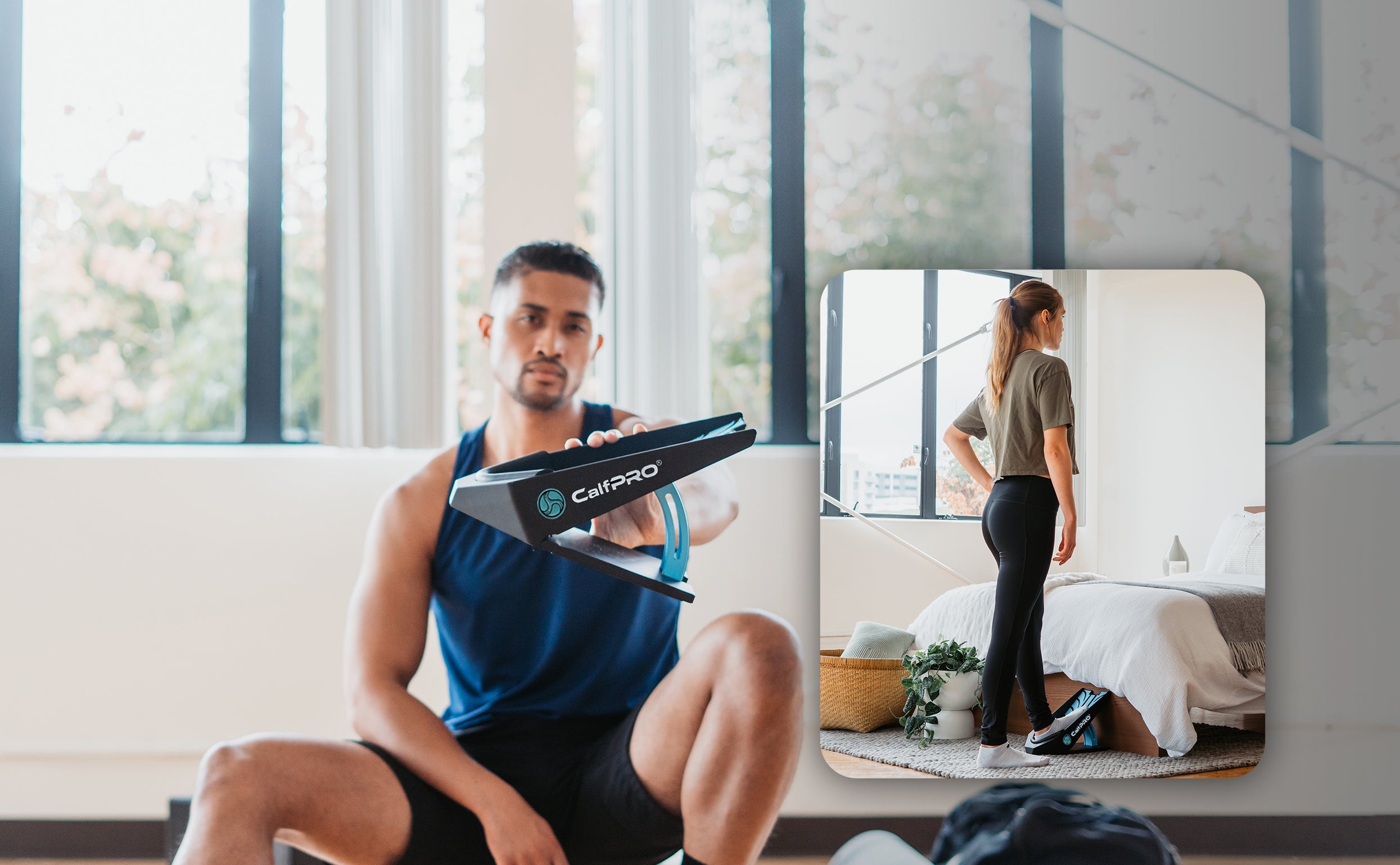 CalfPRO® calf stretcher is a portable and collapsible Calf stretcher that locks your heel in place to deeply stretch your calf. Plantar fasciitis stretches. Helps fix plantar fasciitis and achilles tendonitis pain. Leveraged Calf Stretcher. CalfPRO is World's deepest Calf Stretch.