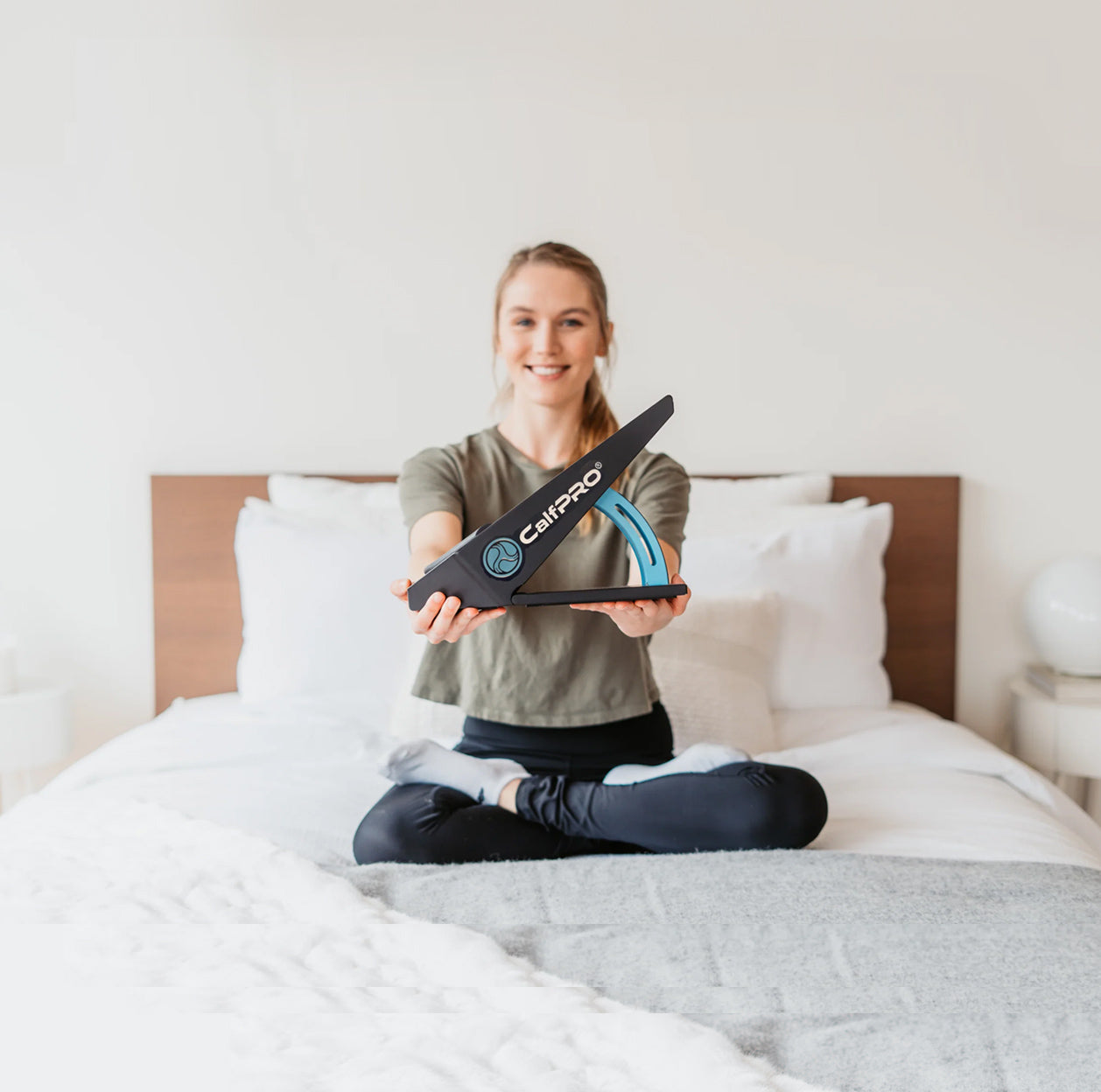 CalfPRO® calf stretcher is a portable and collapsible Calf stretcher that locks your heel in place to deeply stretch your calf. Plantar fasciitis stretches. Helps fix plantar fasciitis and achilles tendonitis pain. Leveraged Calf Stretcher. CalfPRO is World's deepest Calf Stretch.