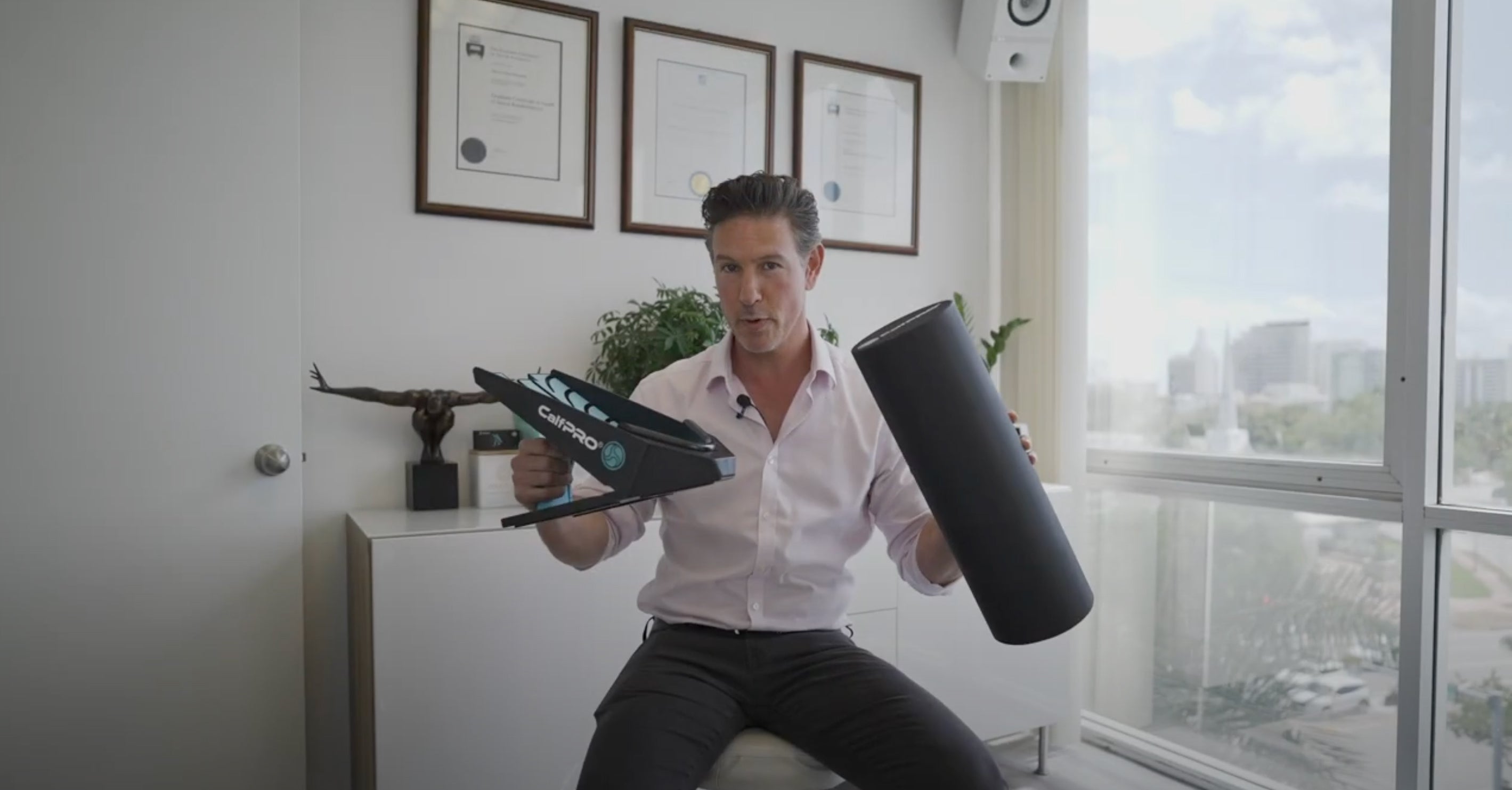 Load video: CalfPRO® calf stretcher is a portable and collapsible Calf stretcher that locks your heel in place to deeply stretch your Calf. Plantar fasciitis stretcher. Shin Splints Stretcher. Foot and Ankle mobility stretcher. Helps relieve plantar fasciitis and achilles tendonitis and heel pain. Leveraged Calf Stretcher. CalfPRO is World's deepest Calf Stretch.